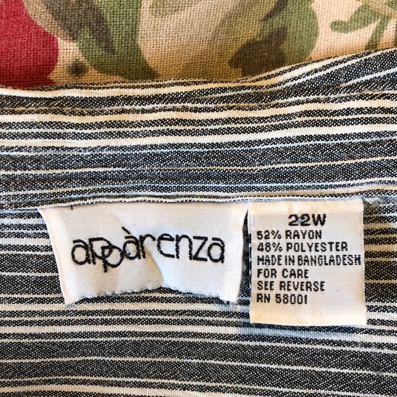 Vtg 90s APPARENZA Size 22W Tunic Length Stripe Gray/White Blouse Textured NEW - Picture 10 of 16